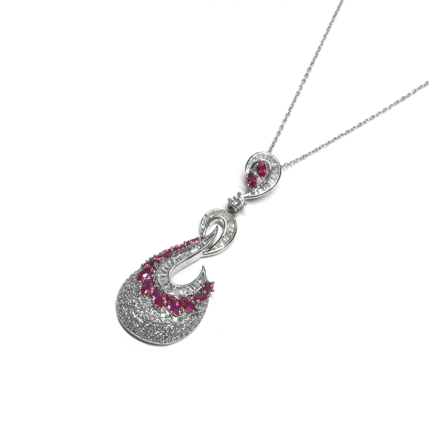 FUSCHIA SILVER NECKLACE