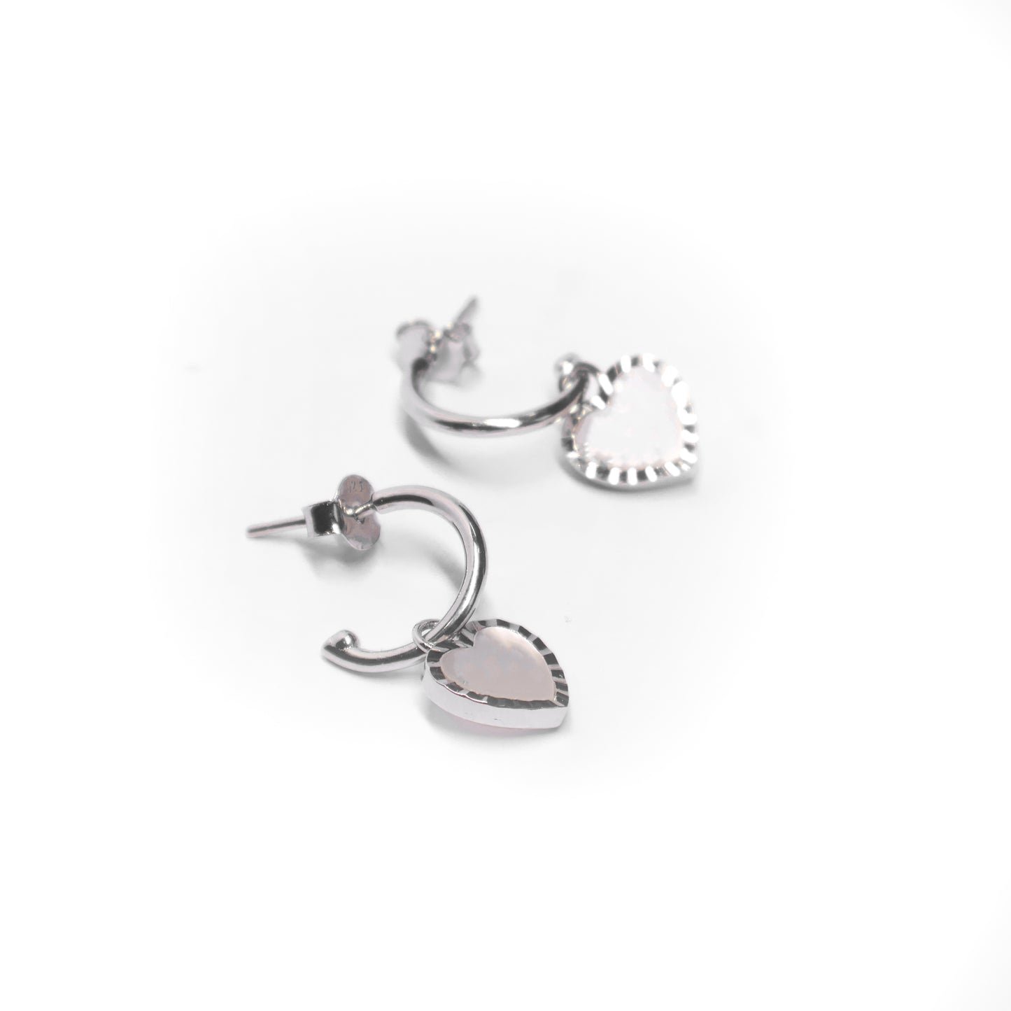 DANGLE HEART SILVER EARRINGS