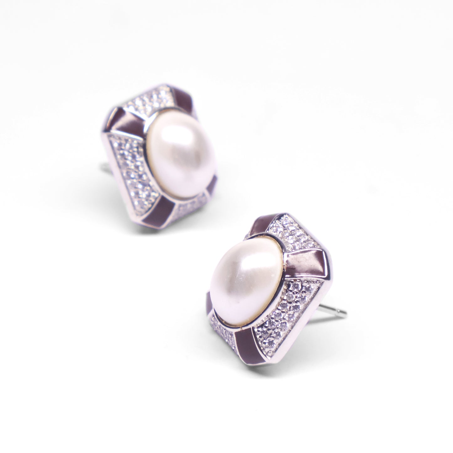 MOP PEARL SILVER STUDS