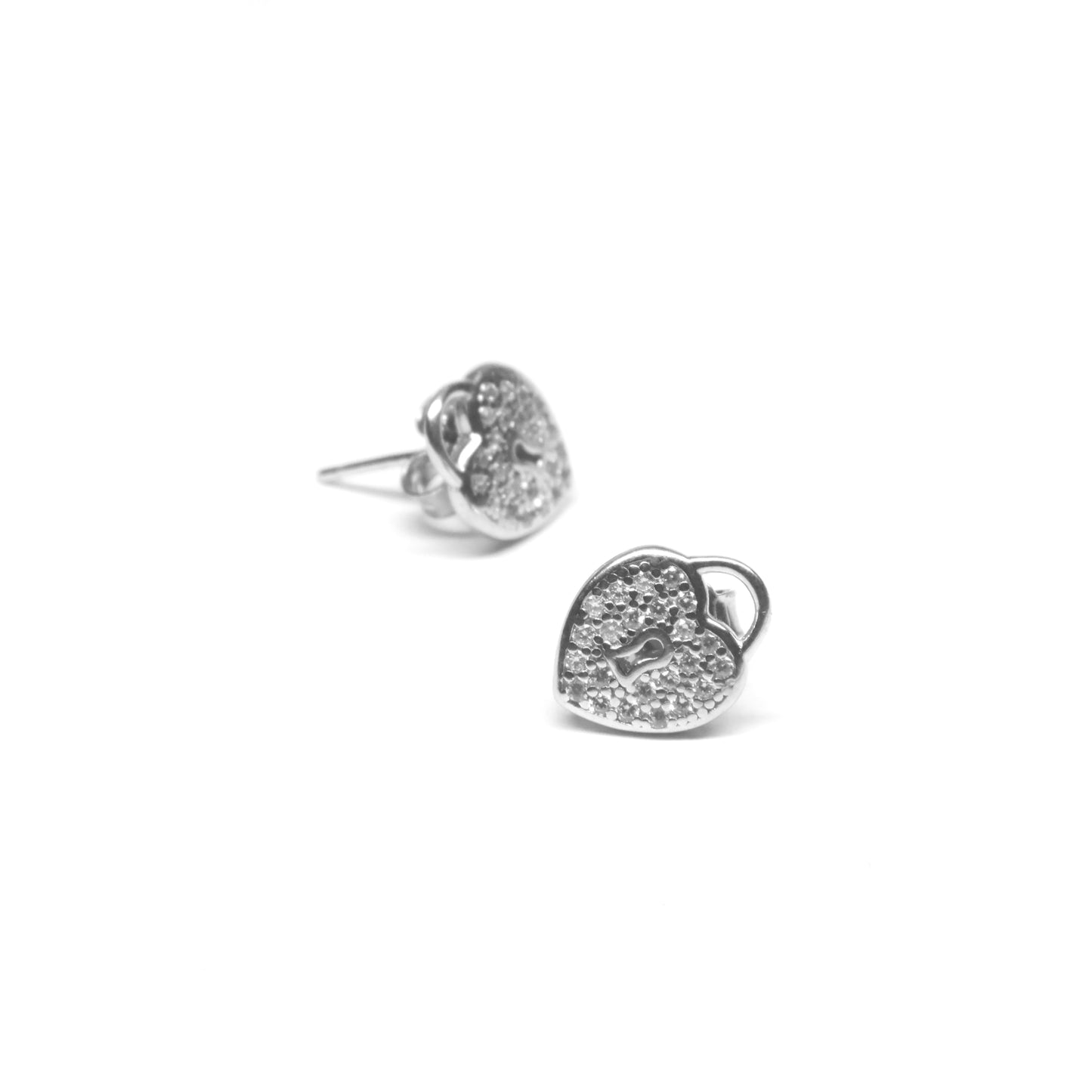 HEART LOCK SILVER STUDS