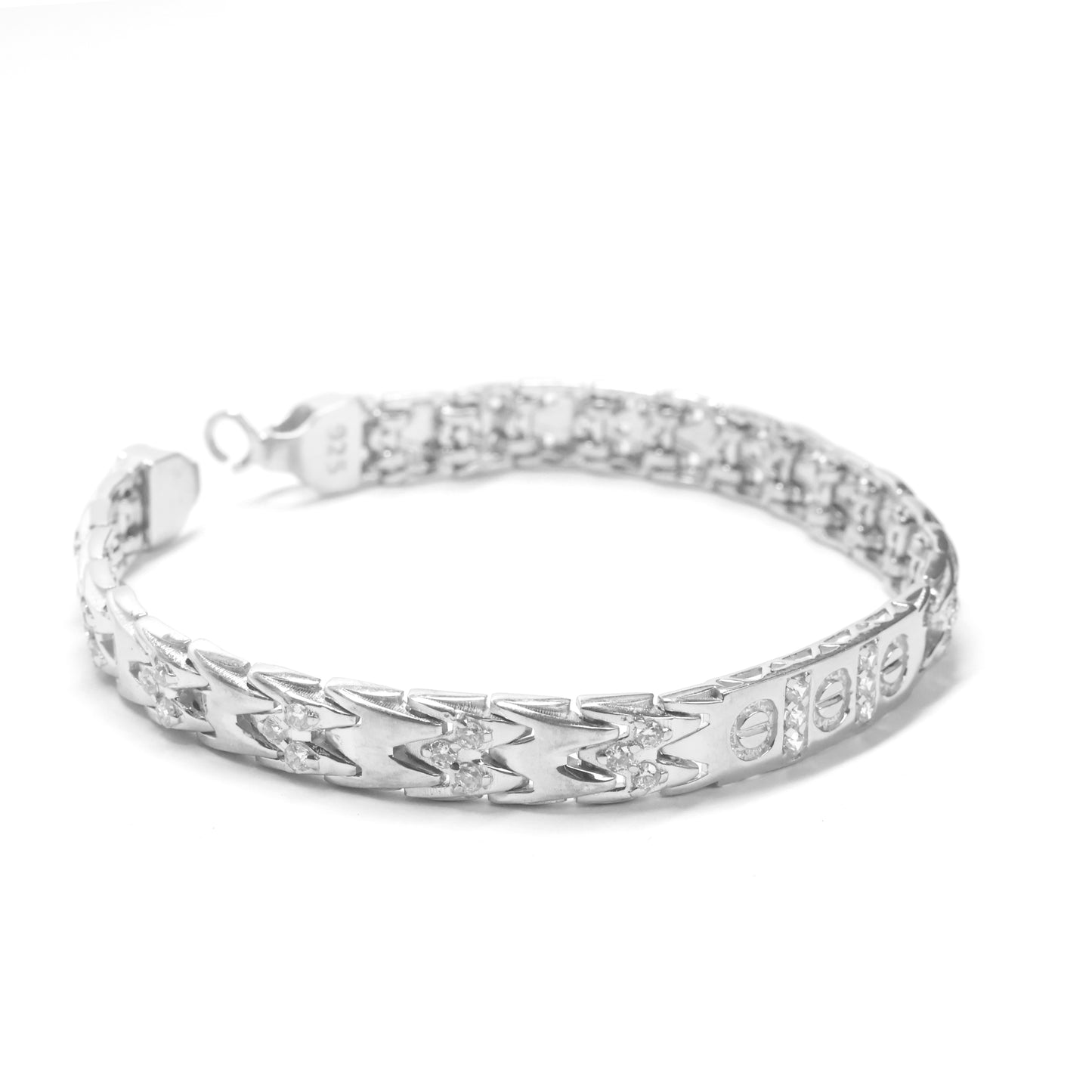 EZRA SILVER STUDDED BRACELET