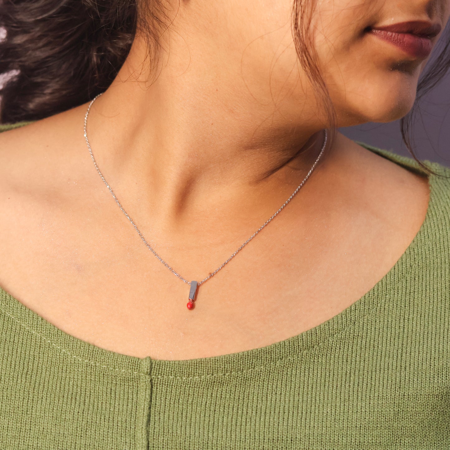 SPLINT STICK SILVER NECKLACE