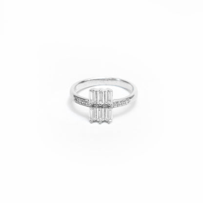 BROOKS SQUARE STONES SILVER RING