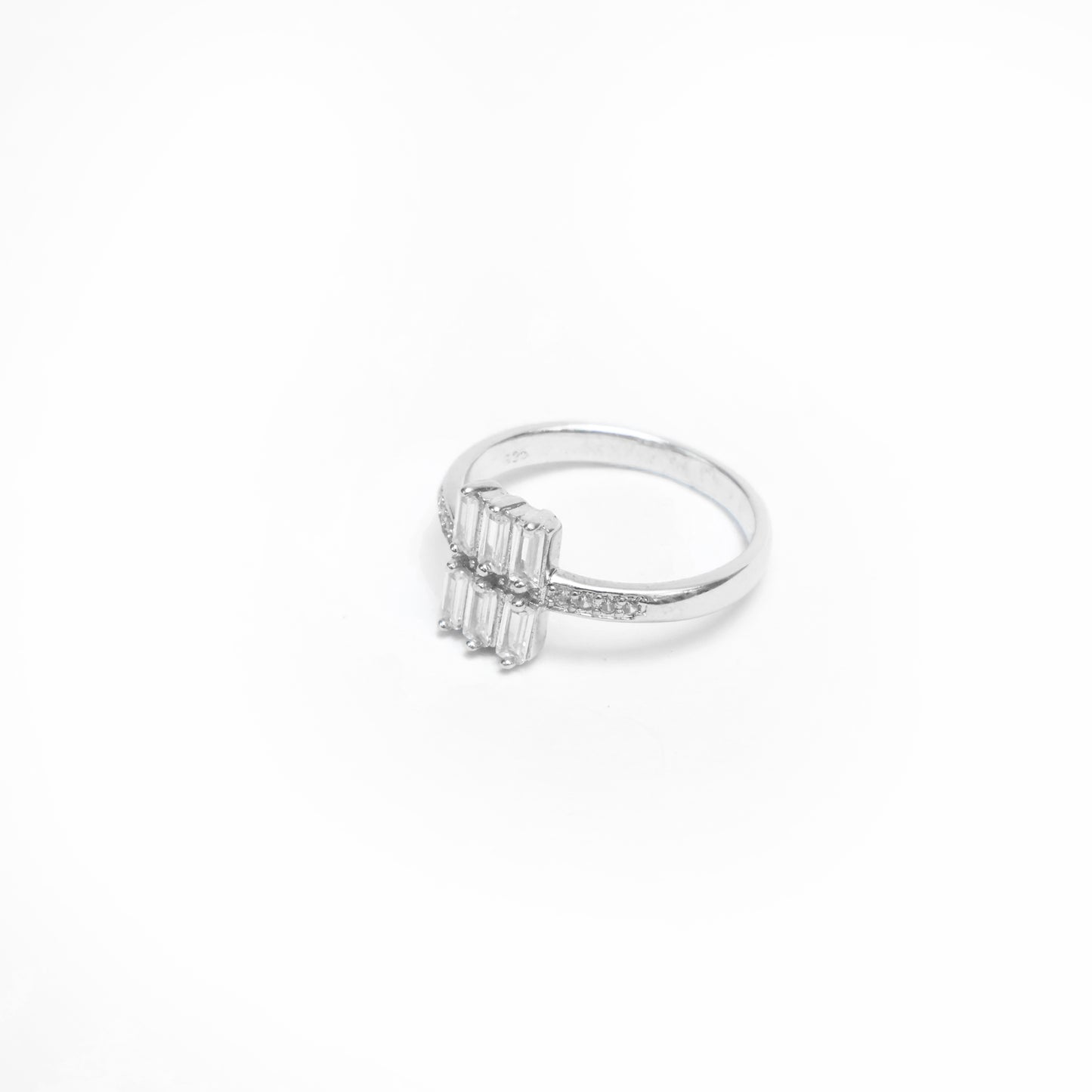 BROOKS SQUARE STONES SILVER RING