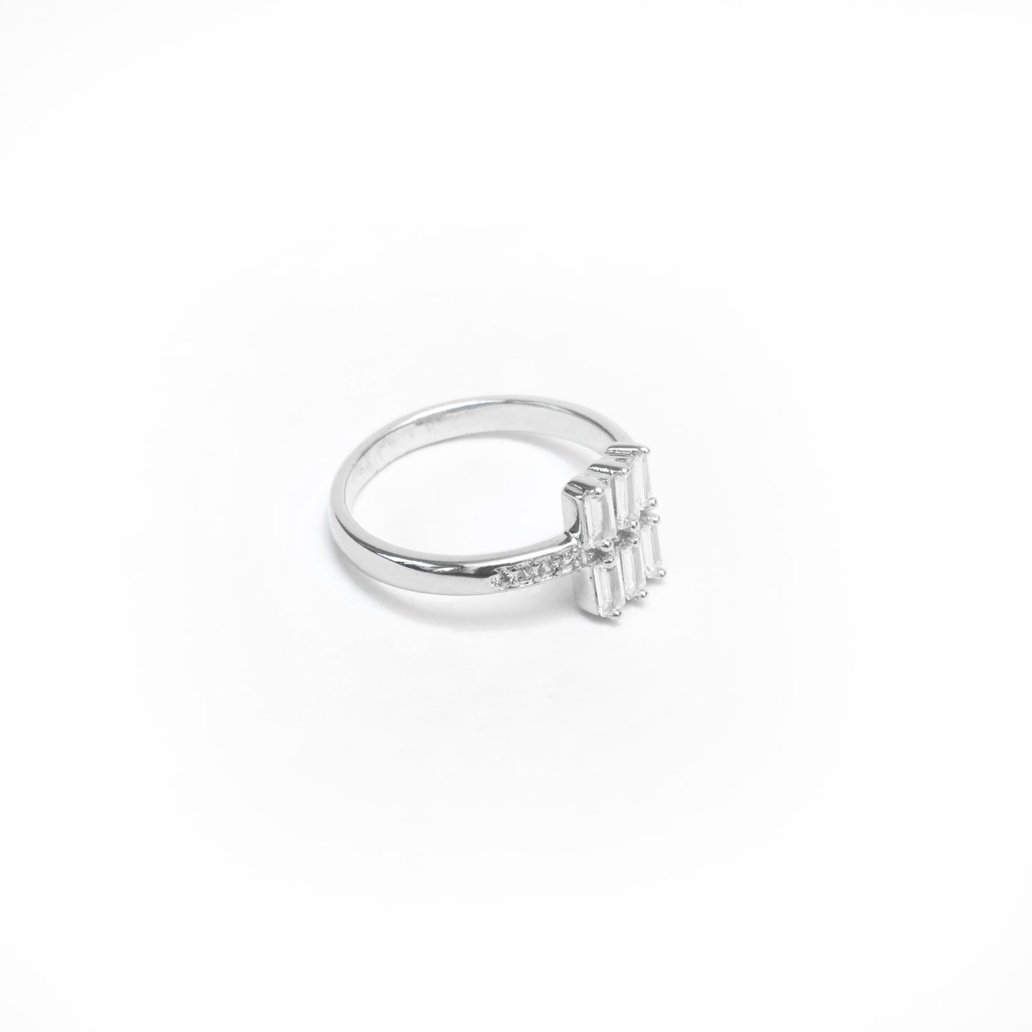 BROOKS SQUARE STONES SILVER RING