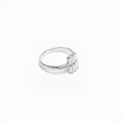 BROOKS SQUARE STONES SILVER RING