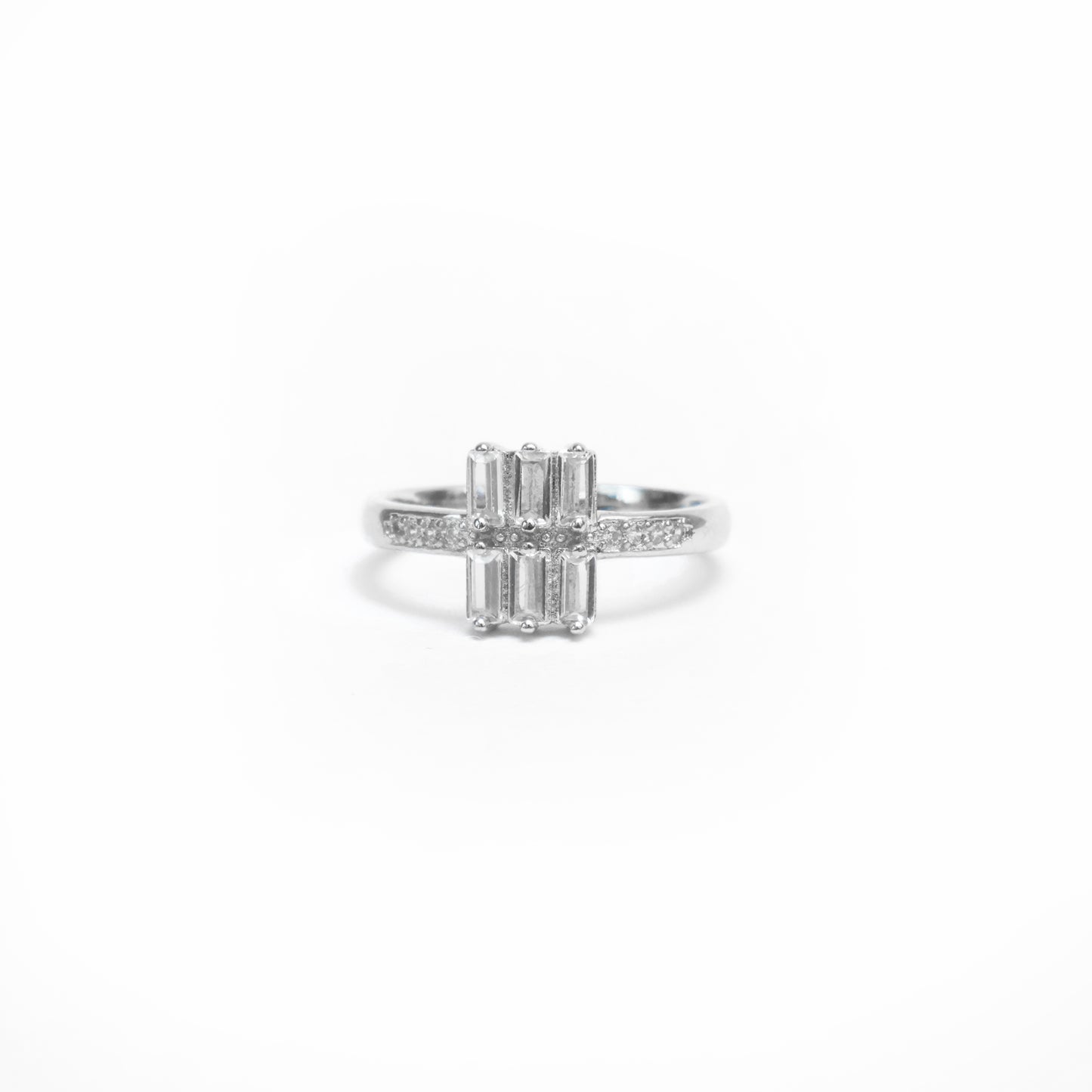 BROOKS SQUARE STONES SILVER RING